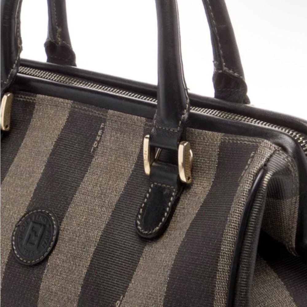 Fendi Vintage Pequin Convertible Boston Bag Coated Canvas Brown Canvas  $4399 - Picture 4 of 5